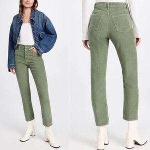 Reformation Cynthia Button Fly High Rise in Moss size 26